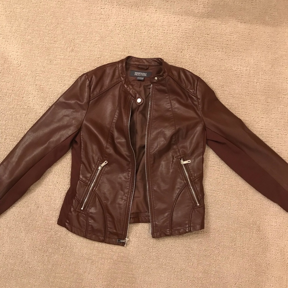 Kenneth Cole faux leather stand collar jacket